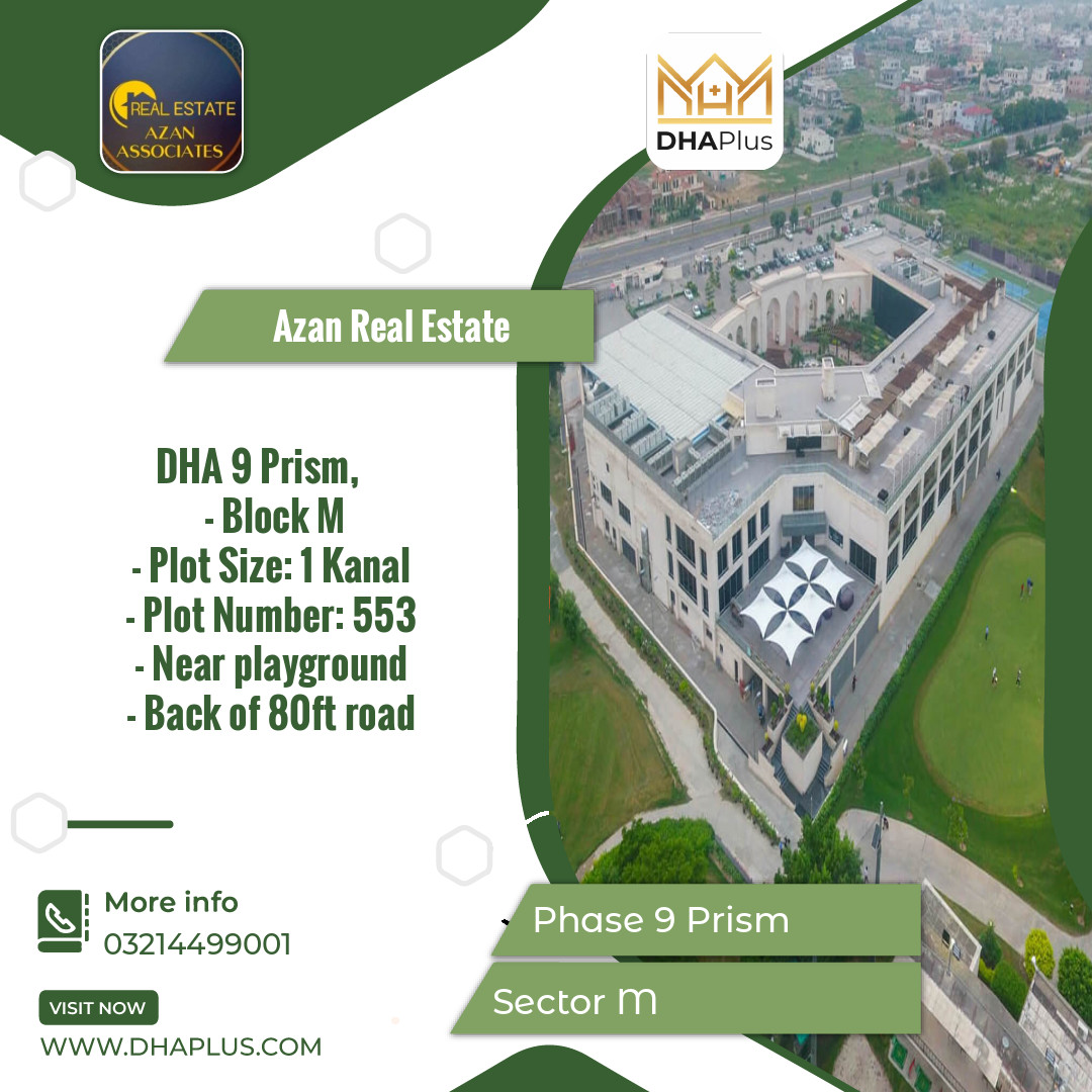 1 Kanal Residential Plot for Sale in Sector M -  Phase 9 Prism, Lahore - (DP-39818)