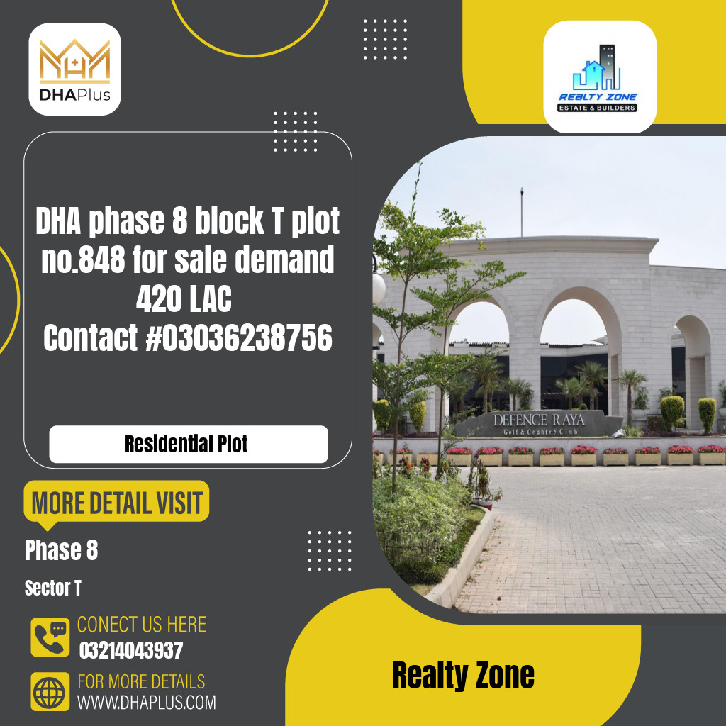 1 Kanal Residential Plot for Sale in Sector T - Phase 8, Lahore - (DP-39837)