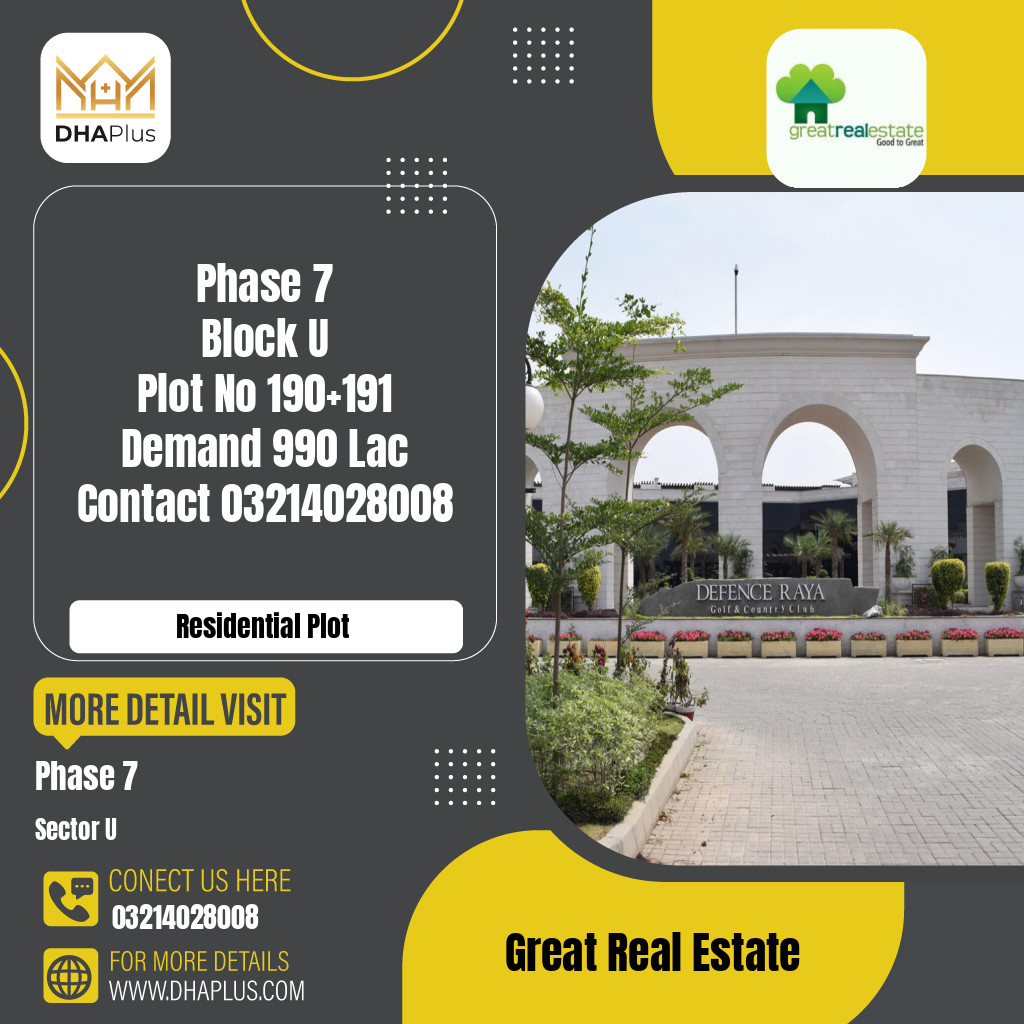 2 Kanal Residential Plot for Sale in Sector U - Phase 7, Lahore - (DP-39879)