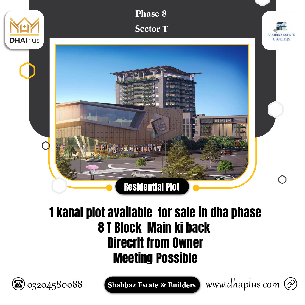 20 Marla Residential Plot for Sale in Sector T - Phase 8, Lahore - (DP-39893)