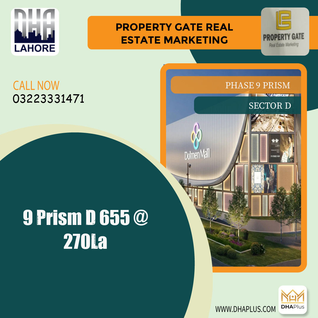 1 Kanal Residential Plot for Sale in Sector D -  Phase 9 Prism, Lahore - (DP-40056)