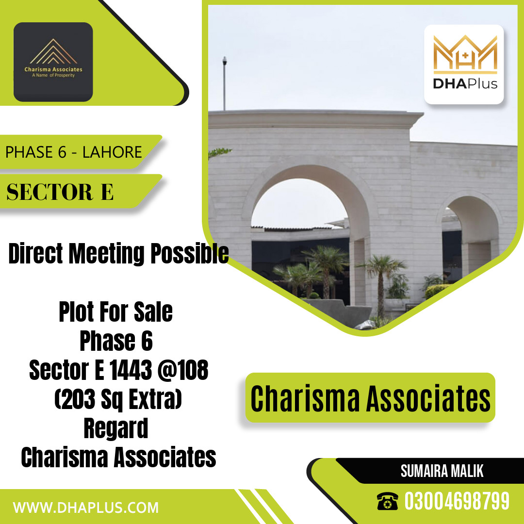 203 Sq. Ft. Residential Plot for Sale in Sector E - Phase 6, Lahore - (DP-40104)