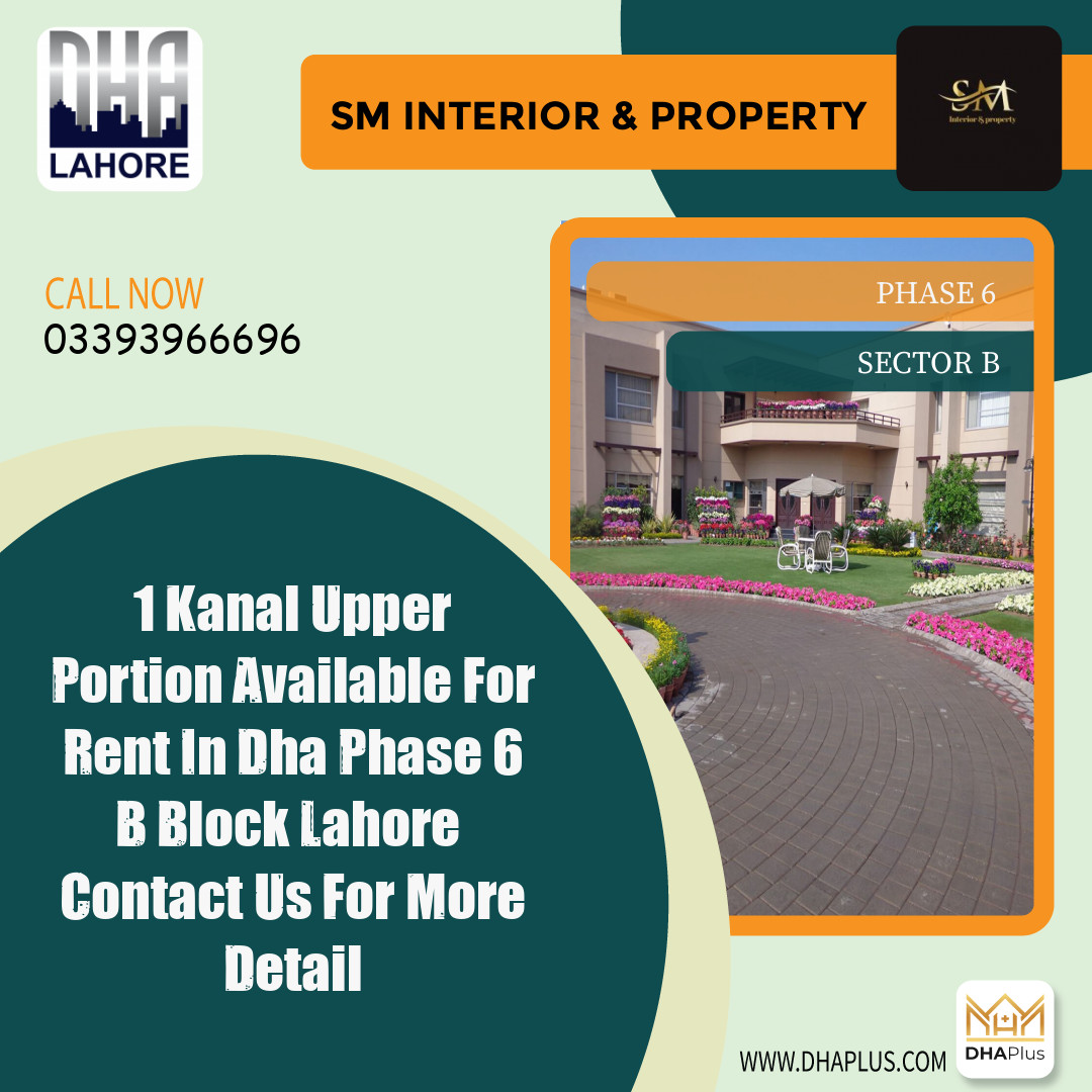 1 Kanal Residential Portion for Rent in Sector B -  Phase 6, Lahore - (DP-40138)