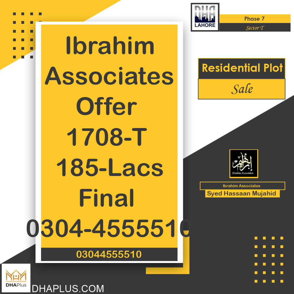 10 Marla Residential Plot for Sale in Sector T -  Phase 7, Lahore - (DP-40164)