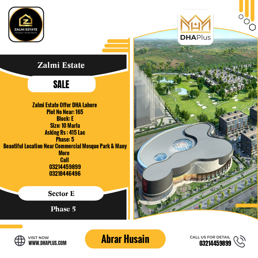 10 Marla Residential Plot for Sale in Sector E - Phase 5, Lahore - (DP-40170)