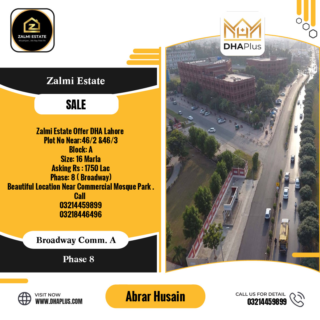 16 Marla Residential Plot for Sale in Broadway Commercial A -  Phase 8, Lahore - (DP-40174)