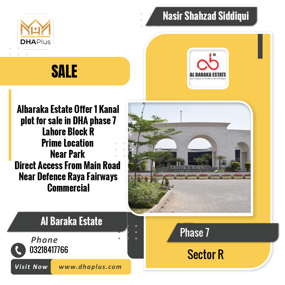 1 Kanal Residential Plot for Sale in Sector R - Phase 7, Lahore - (DP-40183)