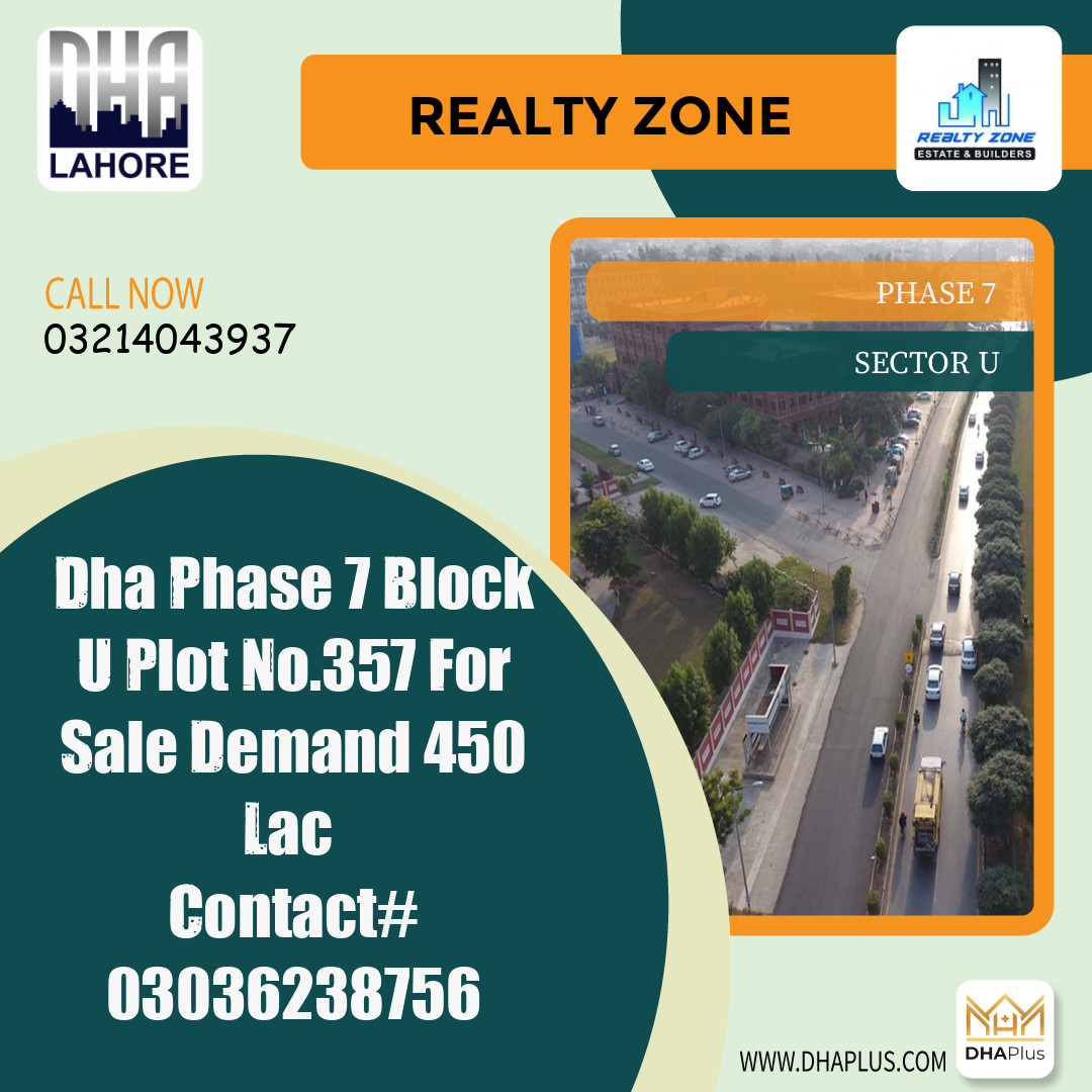 1 Kanal Residential Plot for Sale in Sector U -  Phase 7, Lahore - (DP-40185)