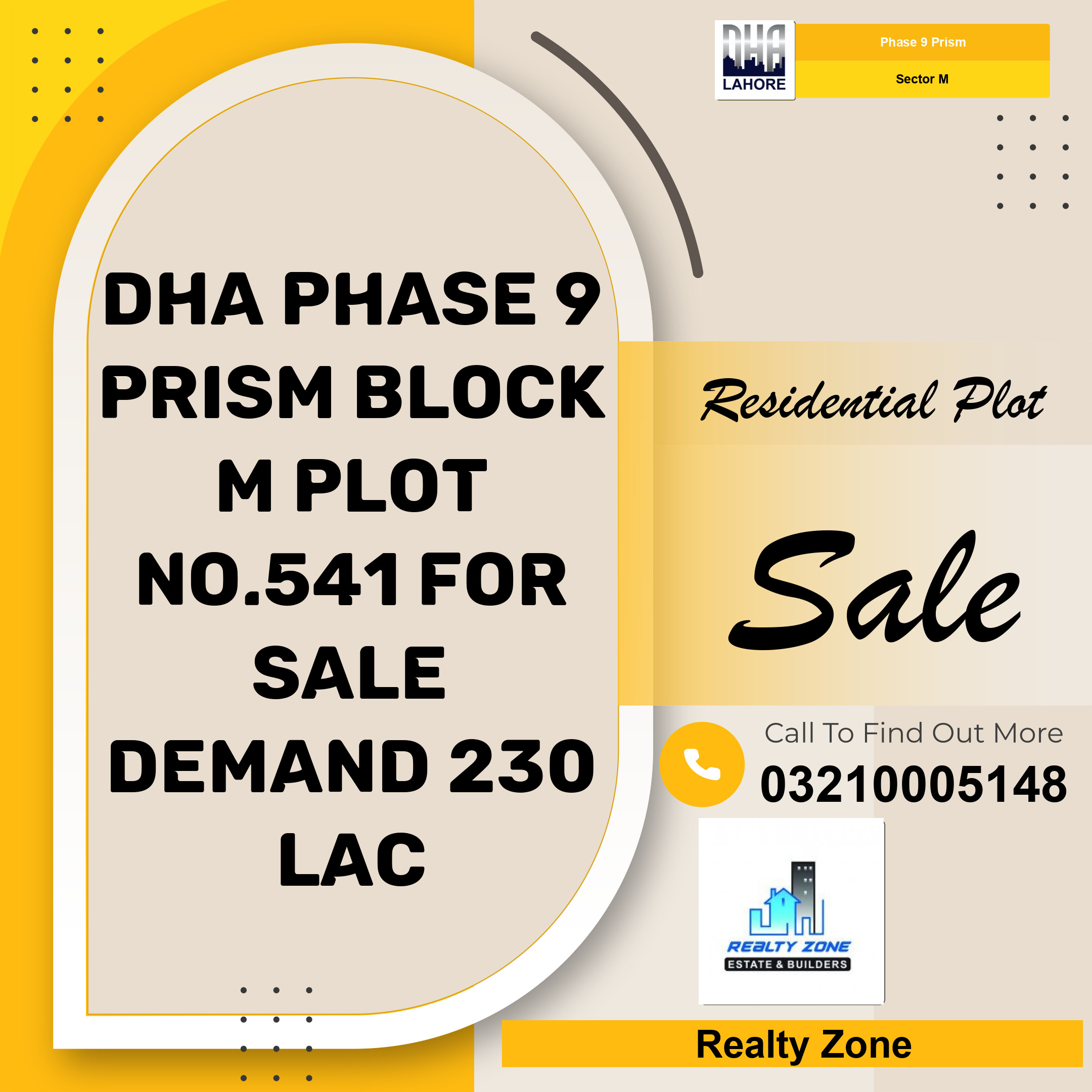 1 Kanal Residential Plot for Sale in Sector M -  Phase 9 Prism, Lahore - (DP-40199)