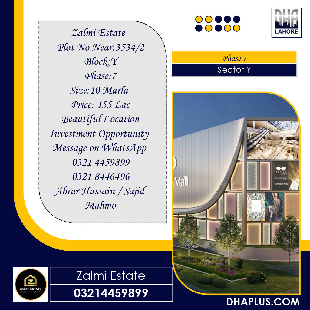 10 Marla Residential Plot for Sale in Sector Y - Phase 7, Lahore - (DP-40228)