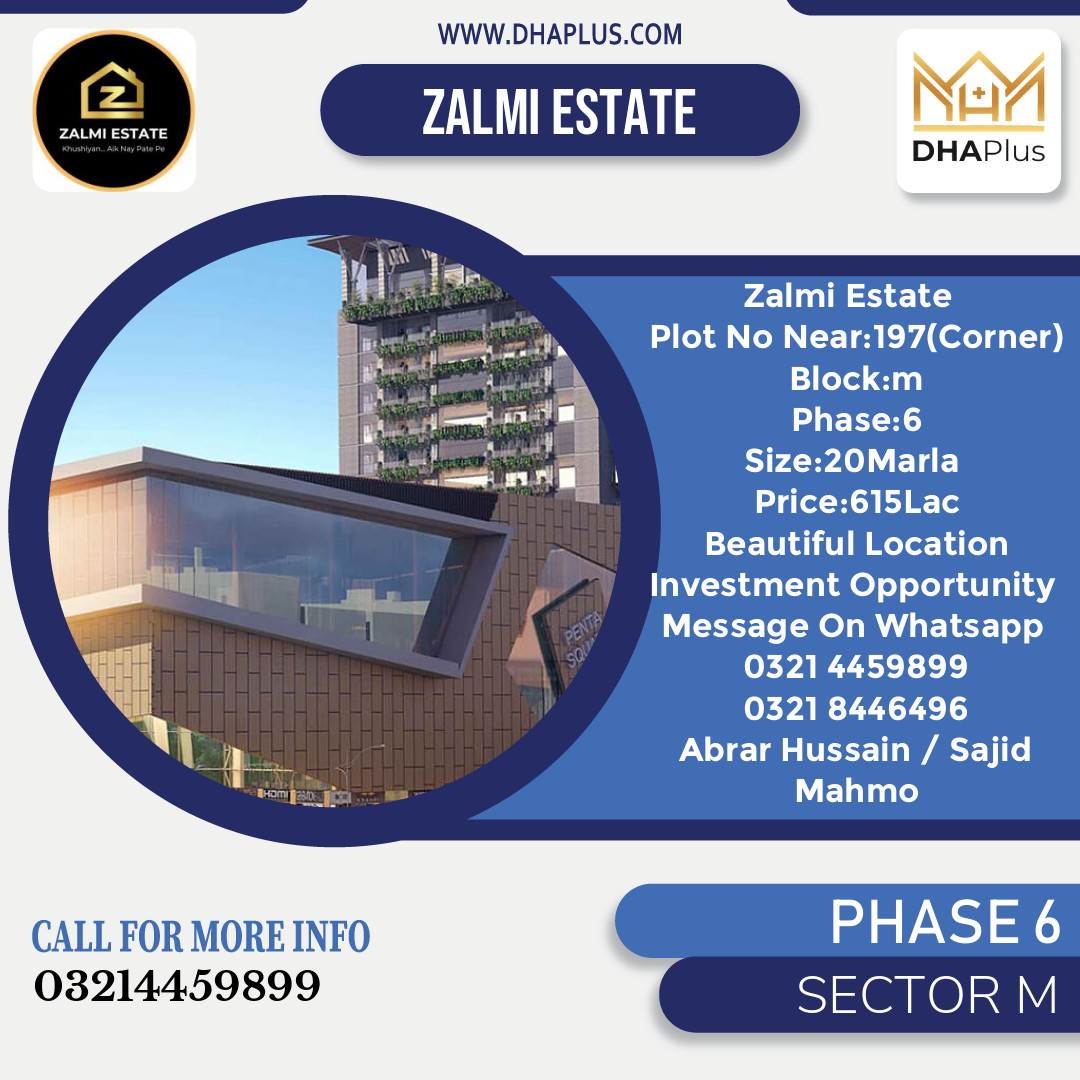 20 Marla Residential Plot for Sale in Sector M -  Phase 6, Lahore - (DP-40232)