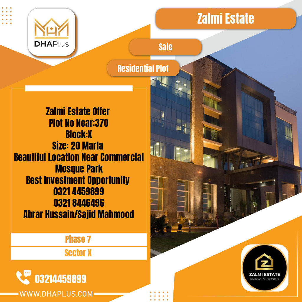 20 Marla Residential Plot for Sale in Sector X -  Phase 7, Lahore - (DP-40245)