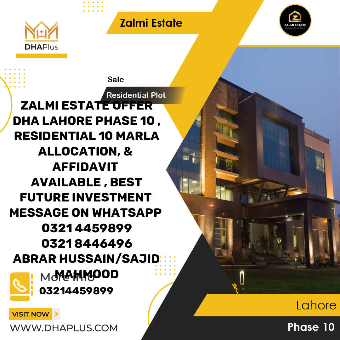 10 Marla Residential Plot for Sale in Phase 10, Lahore - (DP-40249)