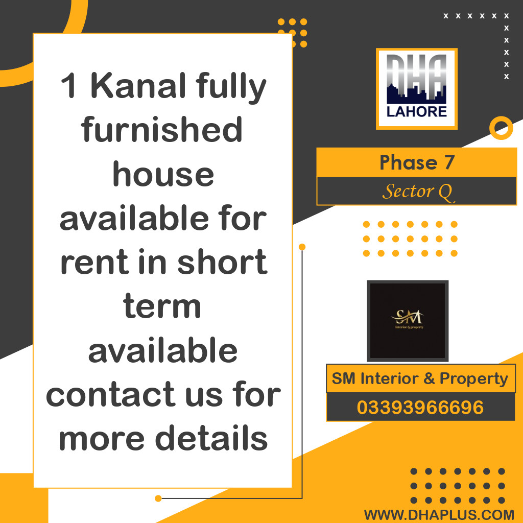1 Kanal Residential House for Rent in Sector Q -  Phase 7, Lahore - (DP-40301)