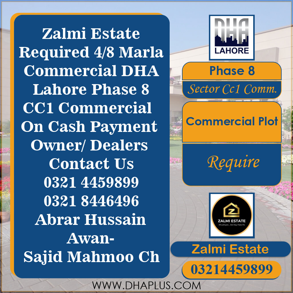 4 Marla Required Commercial Plot in Sector CC1 Commercial -  Phase 8, Lahore - (DP-40370)