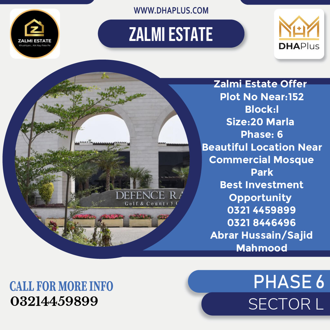 20 Marla Residential Plot for Sale in Sector L -  Phase 6, Lahore - (DP-40408)