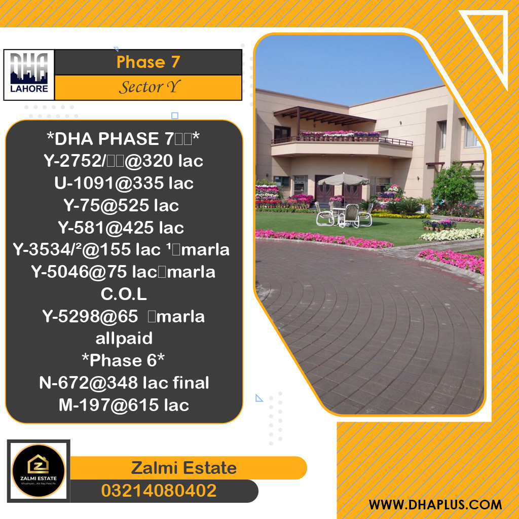 1 Kanal Residential Plot for Sale in Sector Y -  Phase 7, Lahore - (DP-40590)