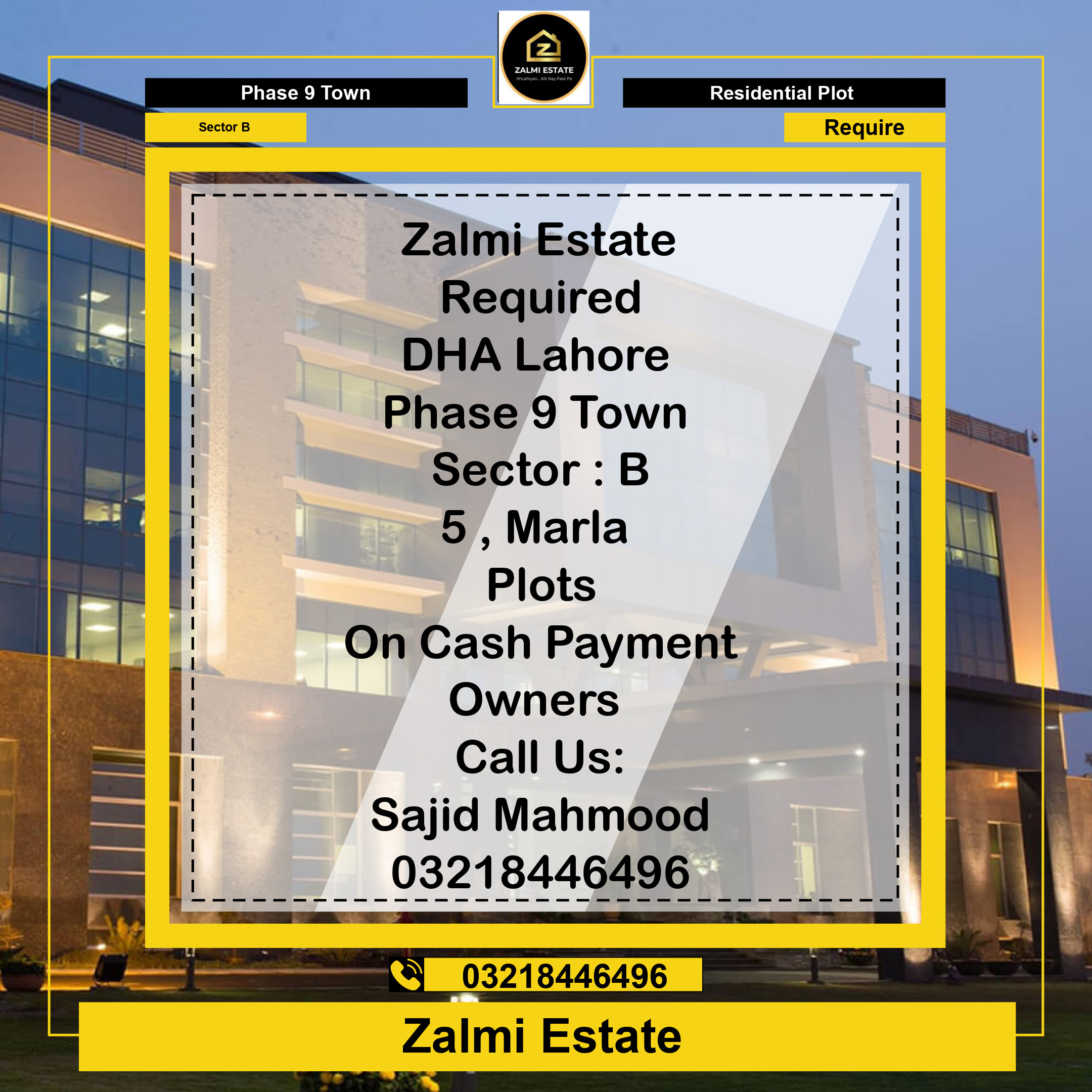 5 Marla Required Residential Plot in Sector B -  Phase 9 Town, Lahore - (DP-40592)