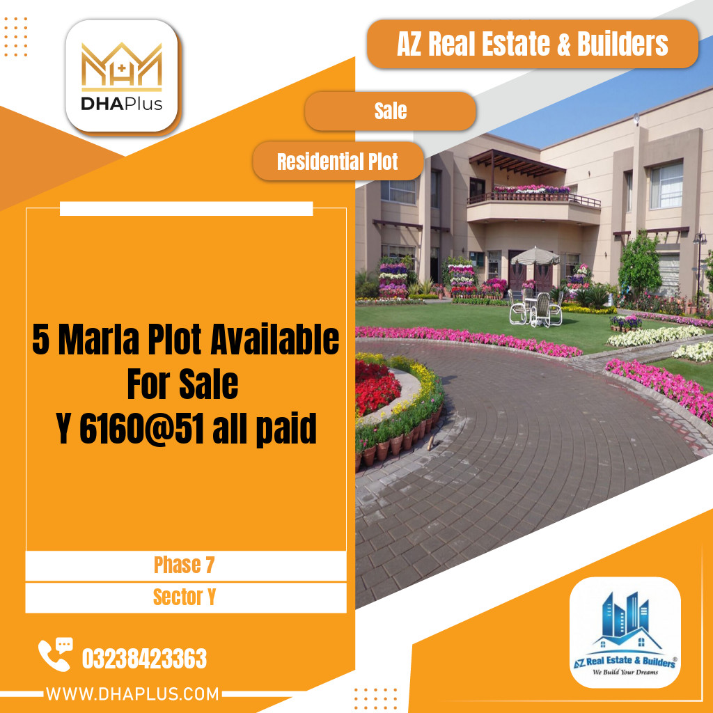 5 Marla Residential Plot for Sale in Sector Y -  Phase 7, Lahore - (DP-40706)