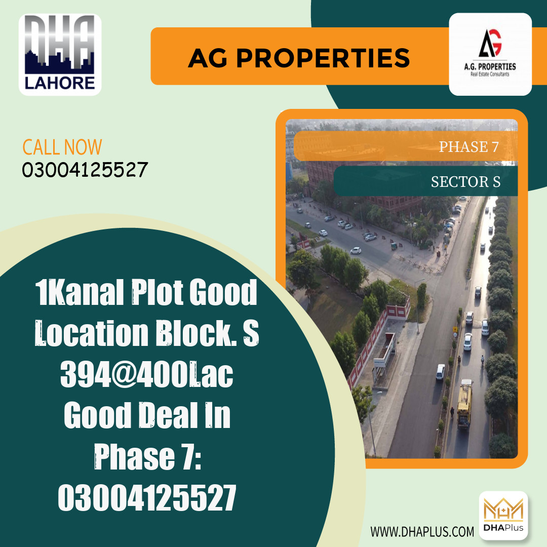 1 Kanal Residential Plot for Sale in Sector S -  Phase 7, Lahore - (DP-40707)