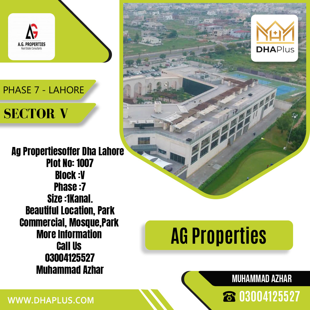 1 Kanal Residential Plot for Sale in Sector V -  Phase 7, Lahore - (DP-40711)