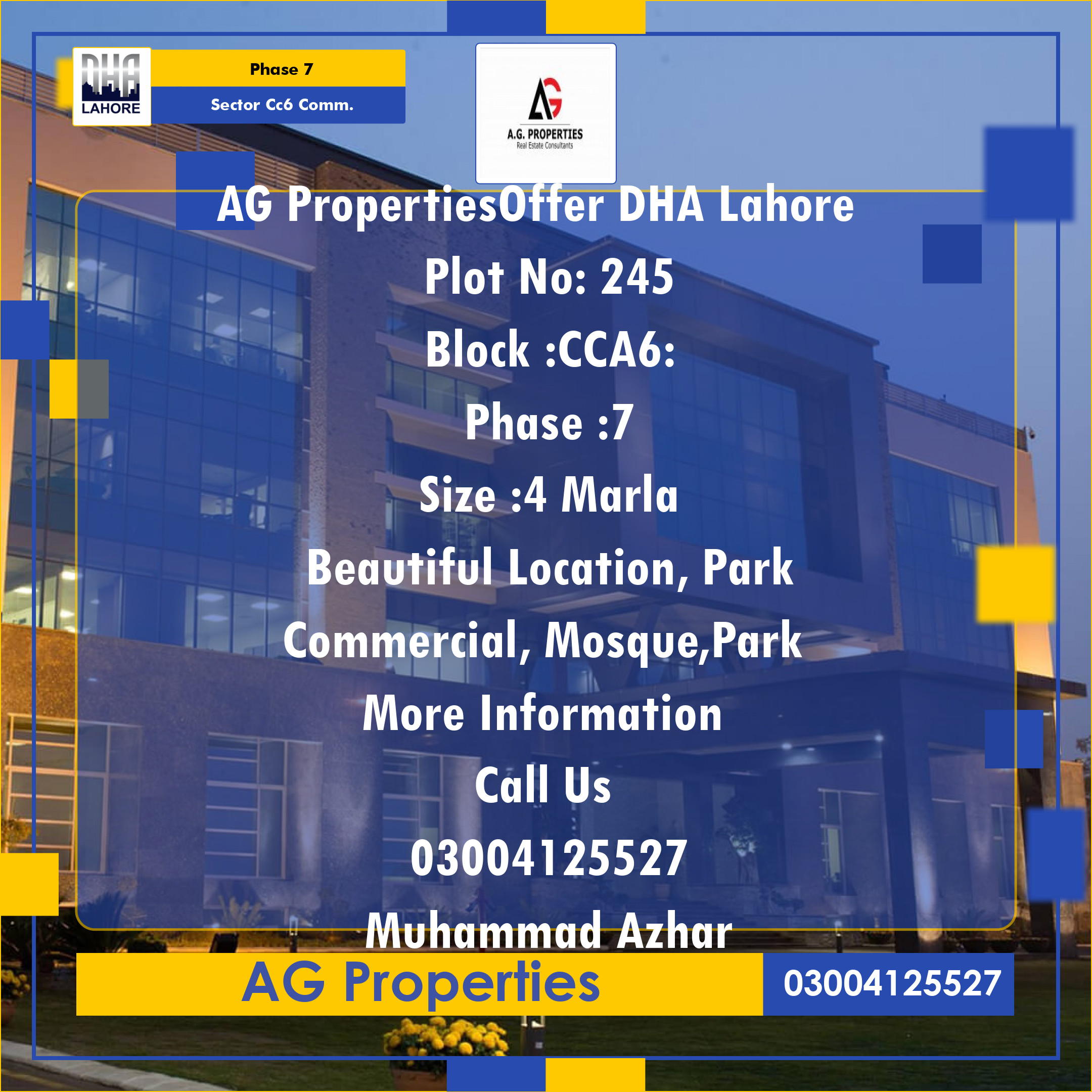 4 Marla Commercial Plot for Sale in Sector CC6 Commercial -  Phase 7, Lahore - (DP-40712)