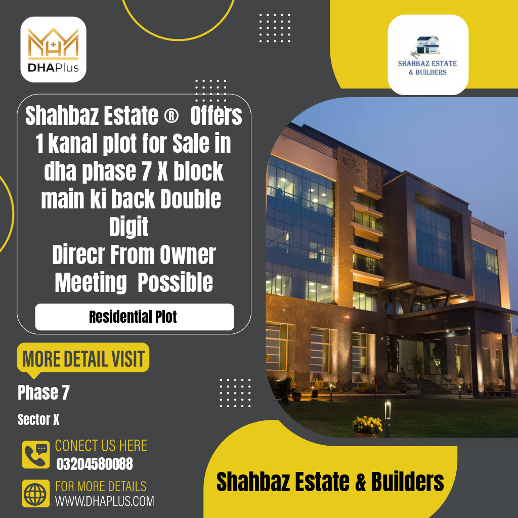 1 Kanal Residential Plot for Sale in Sector X -  Phase 7, Lahore - (DP-40718)