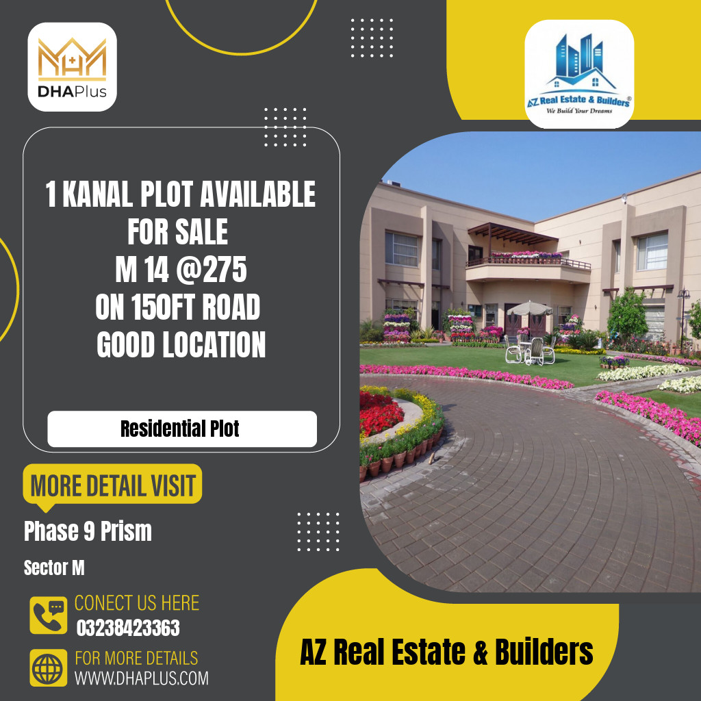 1 Kanal Residential Plot for Sale in Sector M - Phase 9 Prism, Lahore - (DP-40729)