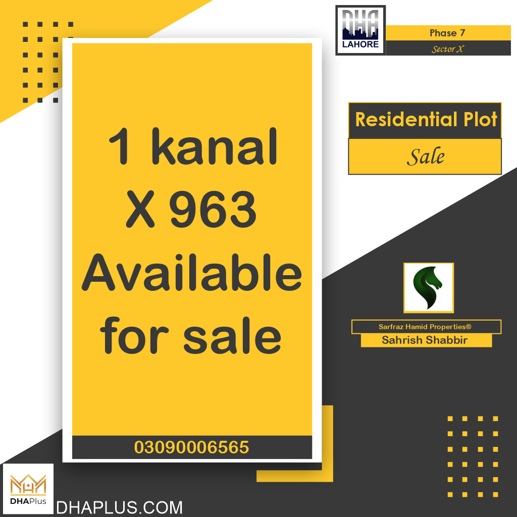 20 Marla Residential Plot for Sale in Sector X -  Phase 7, Lahore - (DP-40791)