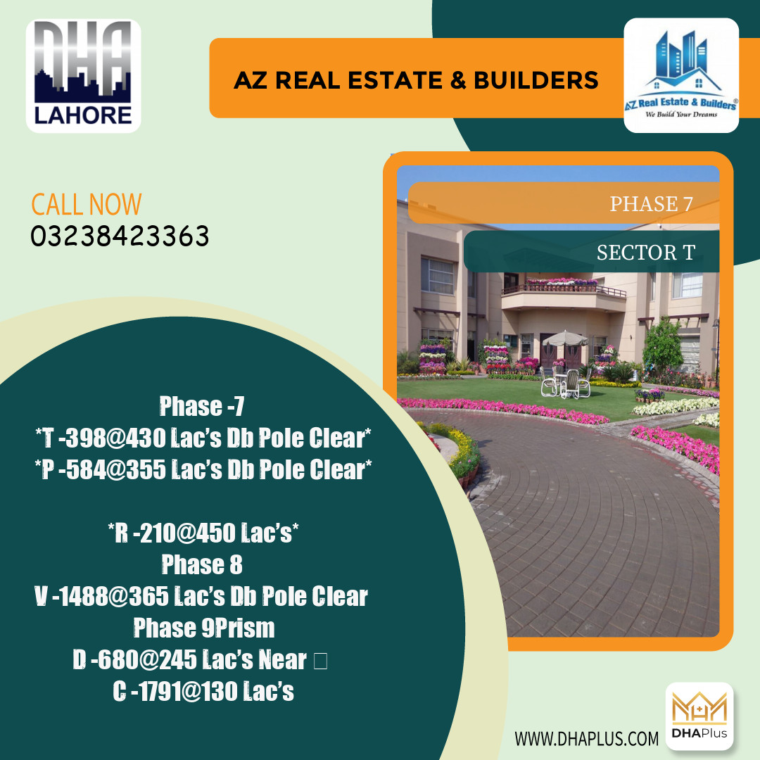 1 Kanal Residential Plot for Sale in Sector T -  Phase 7, Lahore - (DP-40795)