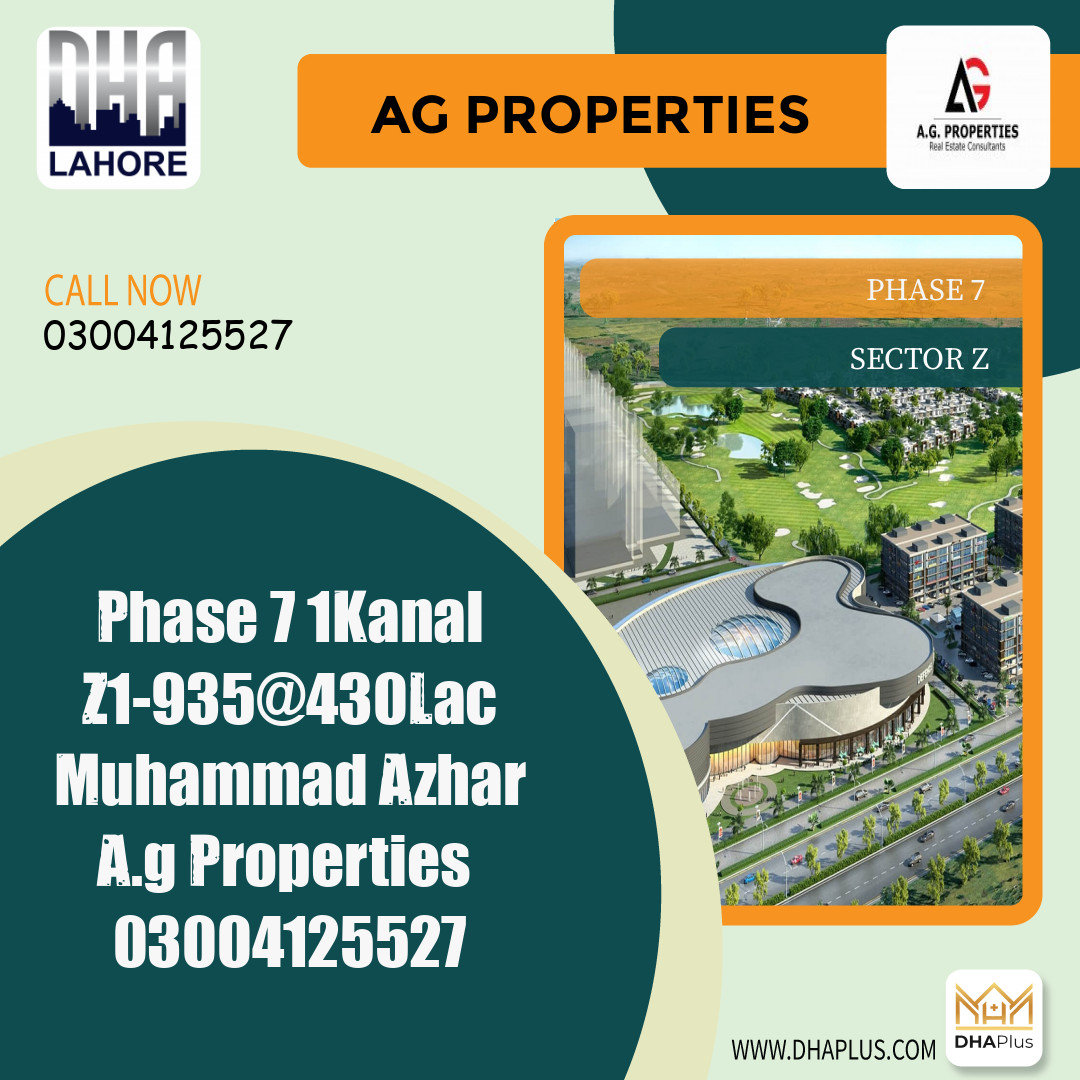 1 Kanal Residential Plot for Sale in Sector Z -  Phase 7, Lahore - (DP-40814)