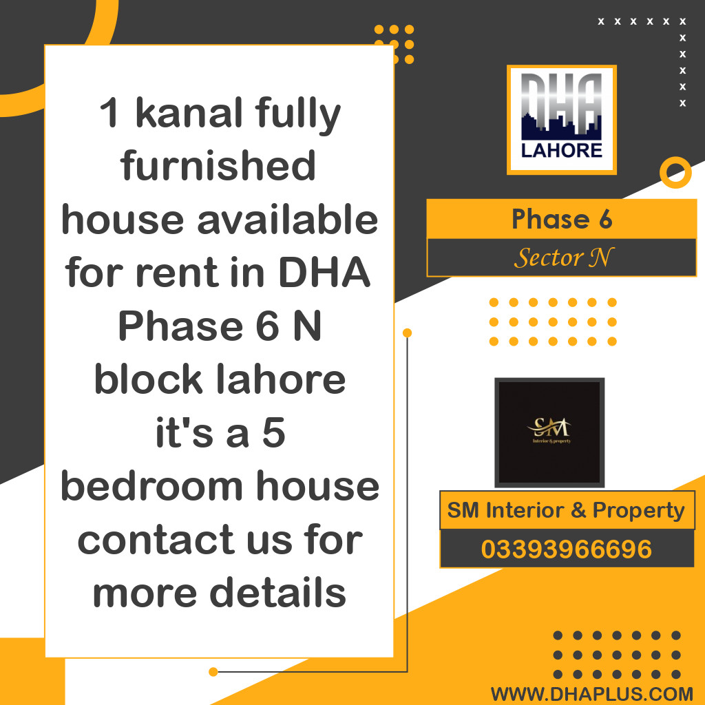 1 Kanal Residential House for Rent in Sector N -  Phase 6, Lahore - (DP-40840)