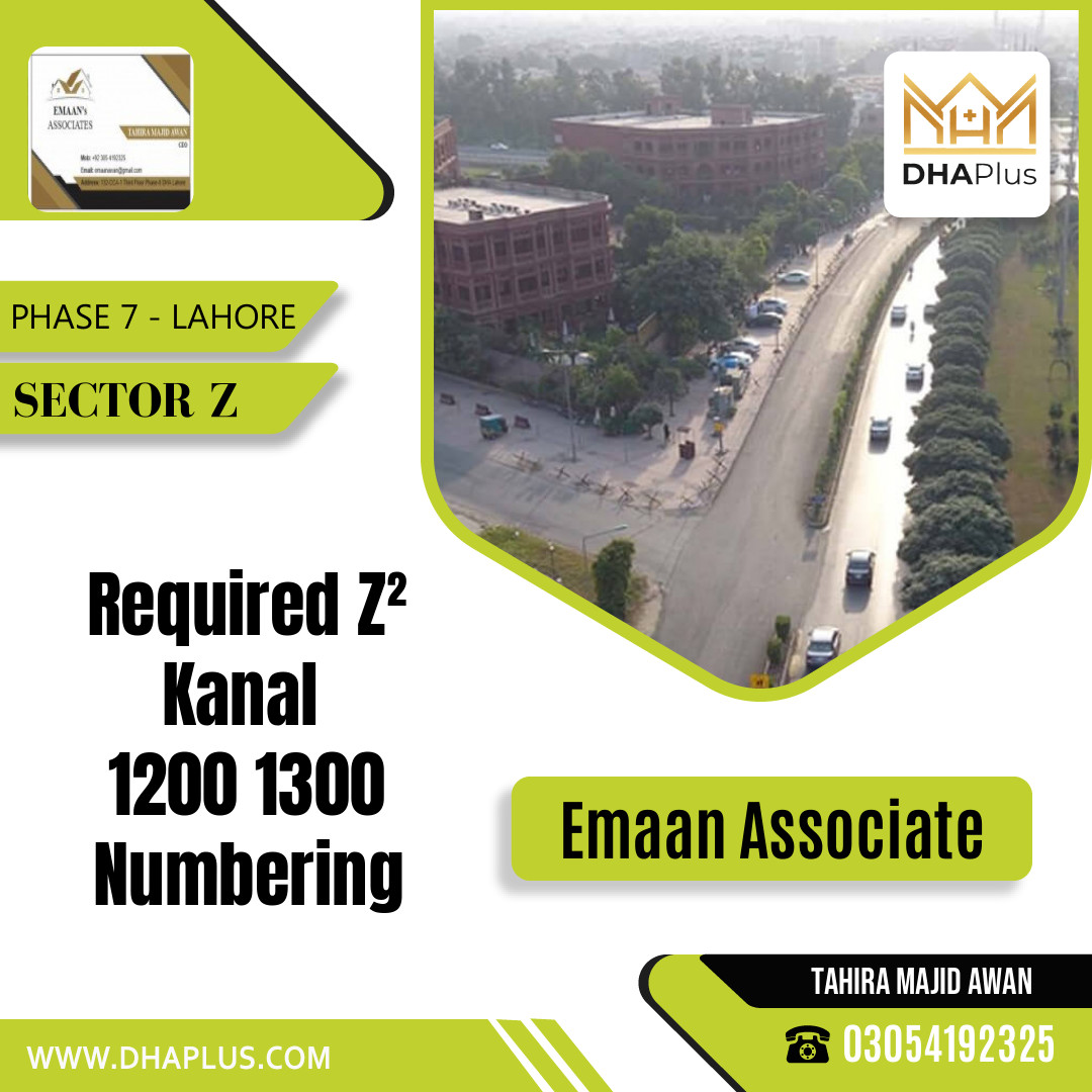 1 Kanal Required Residential Plot in Sector Z - Phase 7, Lahore - (DP-40842)