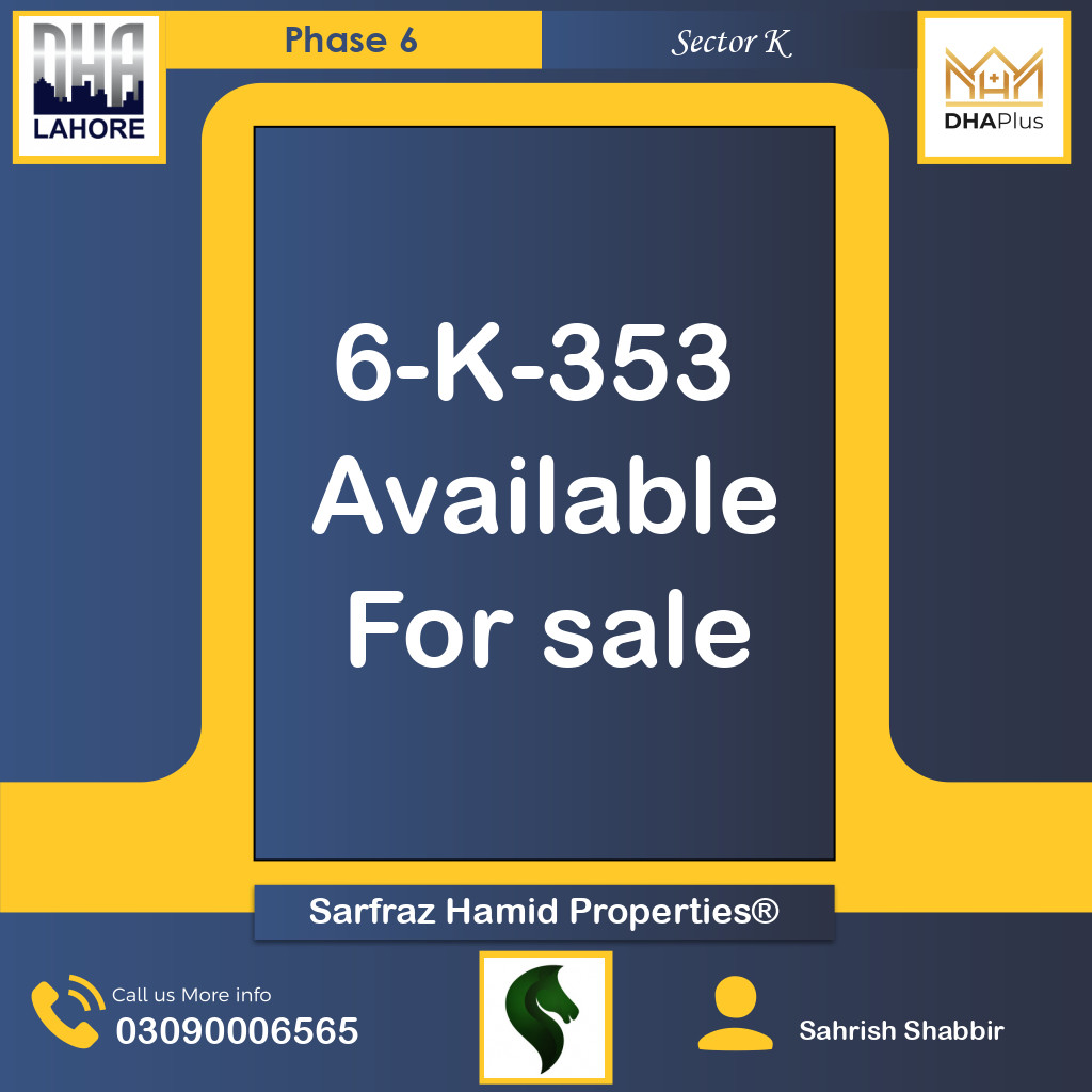 20 Marla Residential Plot for Sale in Sector K -  Phase 6, Lahore - (DP-40843)