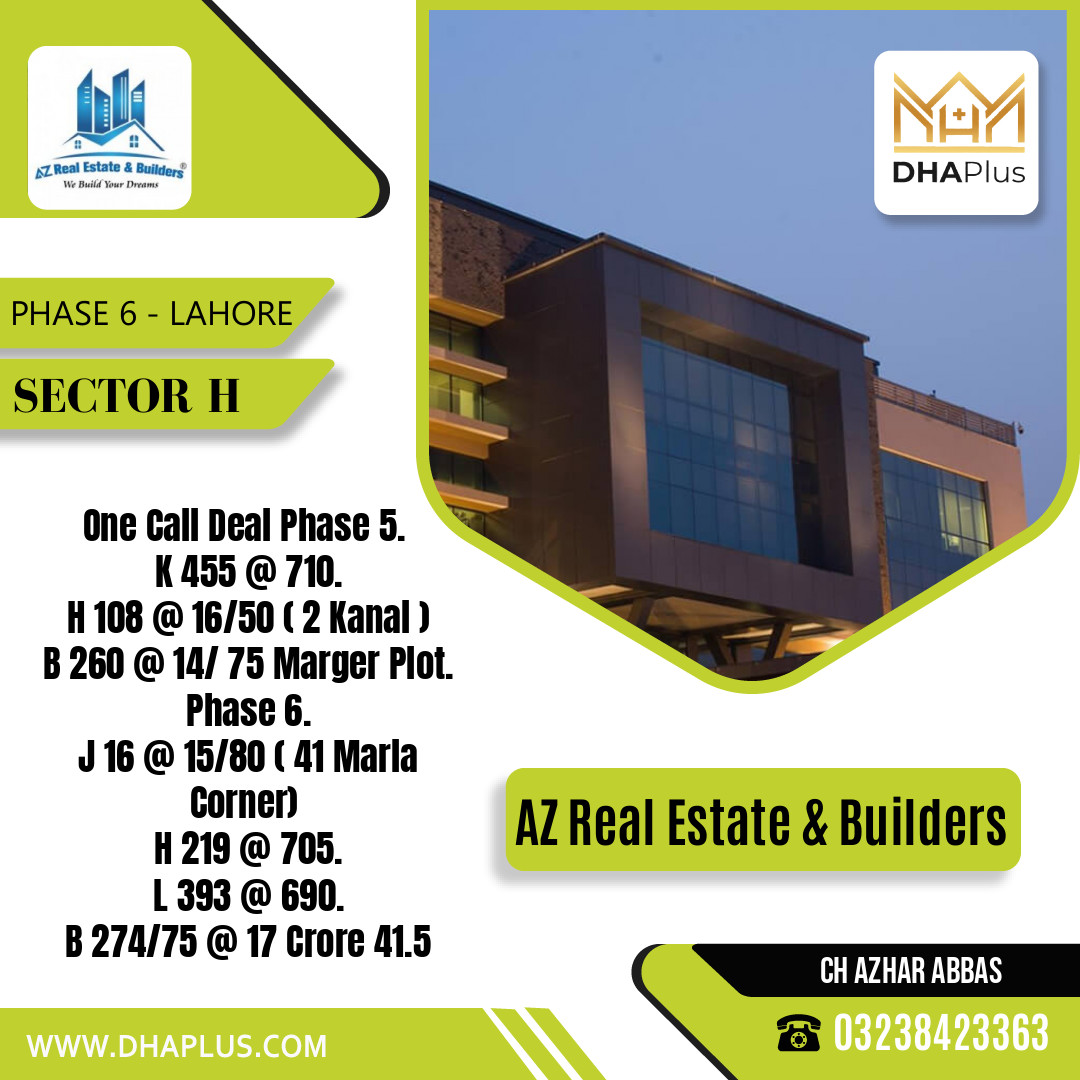 1 Marla Residential Plot for Sale in Sector H -  Phase 6, Lahore - (DP-40845)