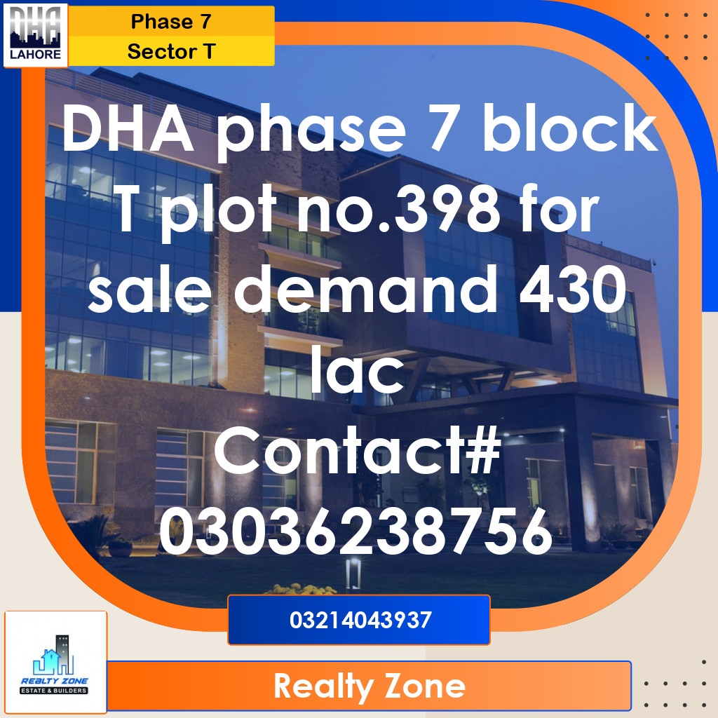 1 Kanal Residential Plot for Sale in Sector T -  Phase 7, Lahore - (DP-40900)