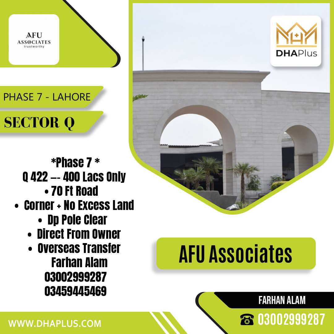 1 Kanal Residential Plot for Sale in Sector Q -  Phase 7, Lahore - (DP-40918)