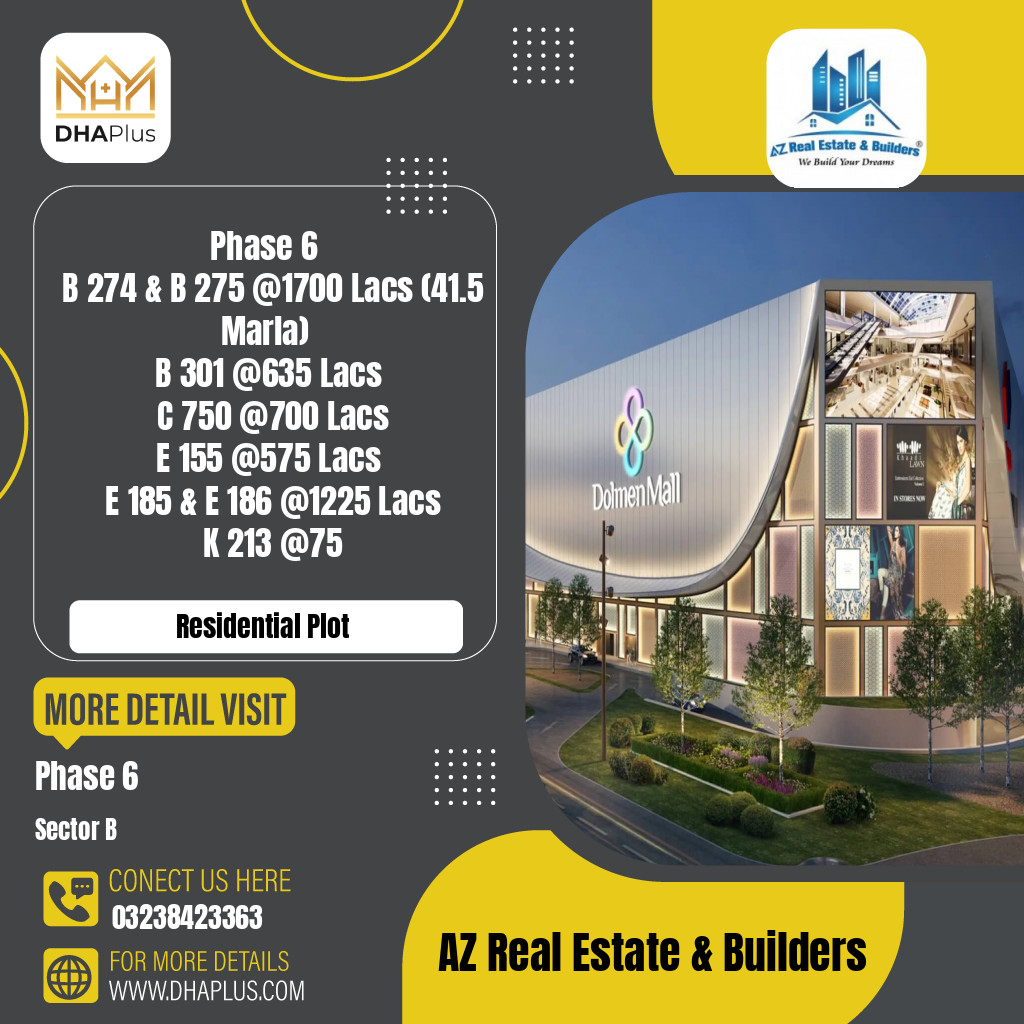 1 Kanal Residential Plot for Sale in Sector B -  Phase 6, Lahore - (DP-40953)