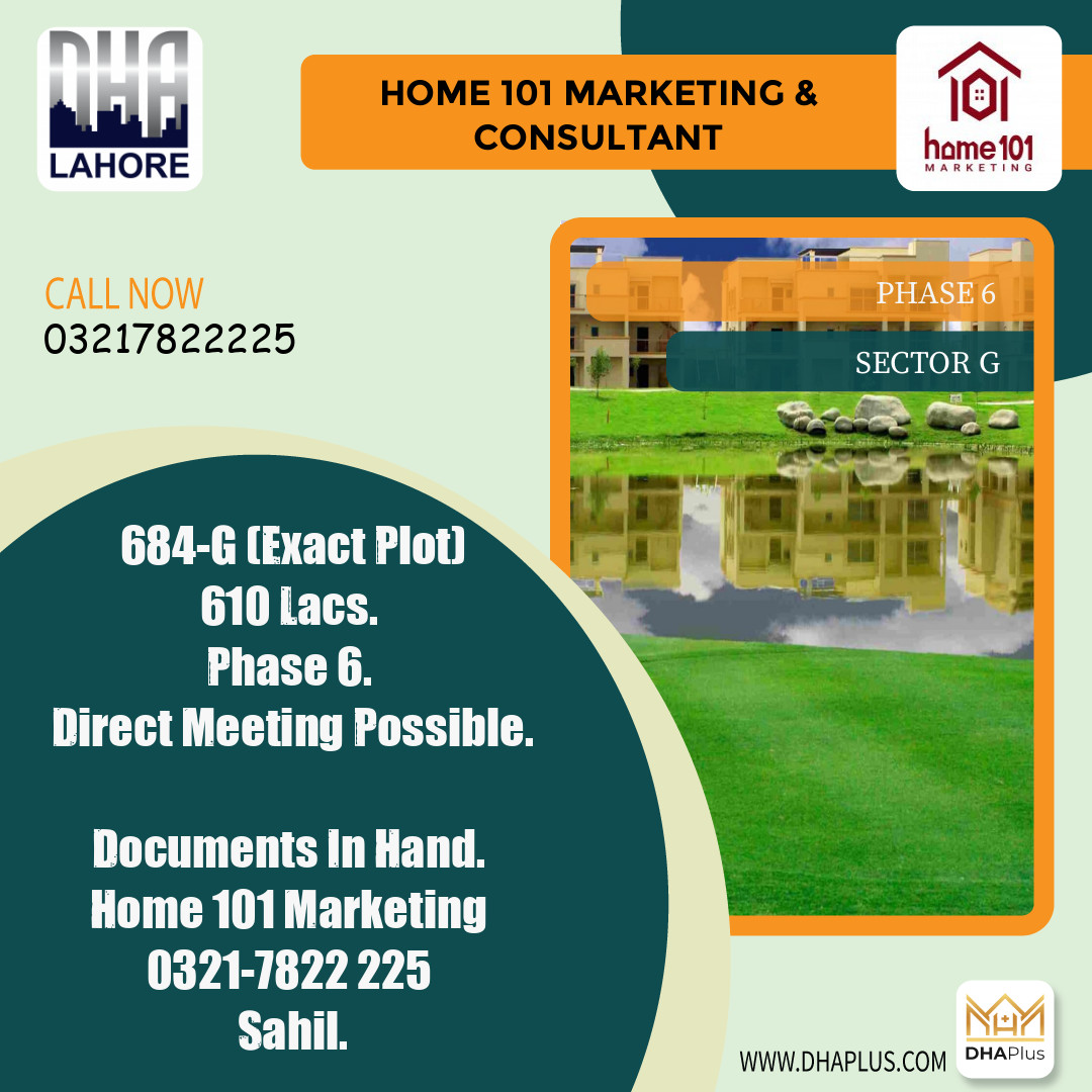 1 Kanal Residential Plot for Sale in Sector G -  Phase 6, Lahore - (DP-40973)