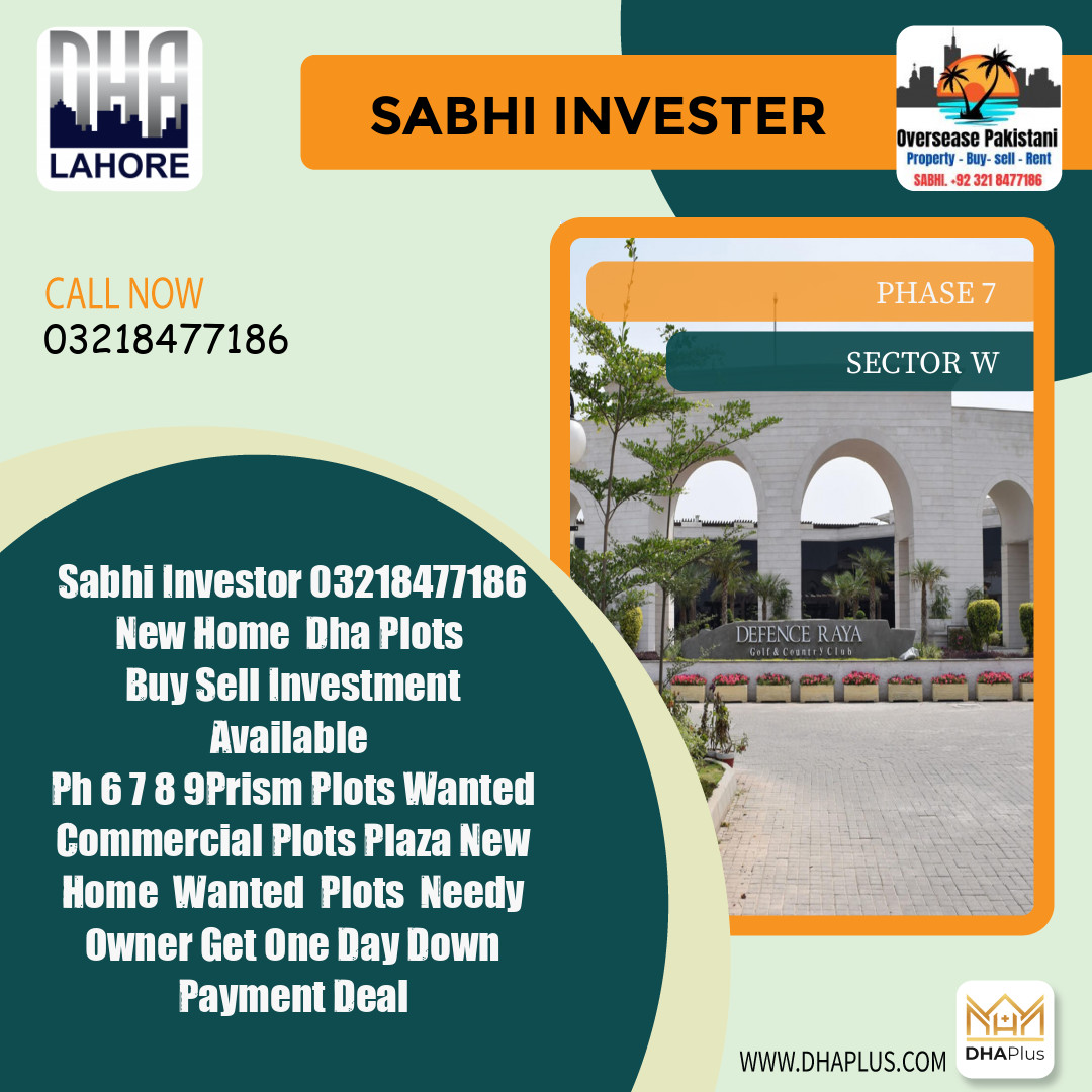 1 Kanal Residential Plot for Sale in Sector W -  Phase 7, Lahore - (DP-40974)