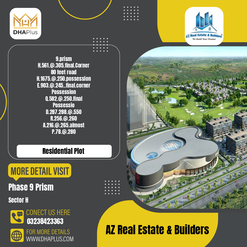 1 Kanal Residential Plot for Sale in Sector H -  Phase 9 Prism, Lahore - (DP-40986)