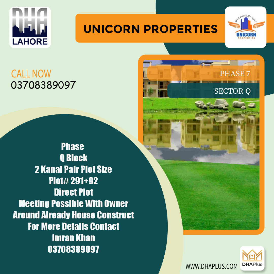2 Kanal Residential Plot for Sale in Sector Q -  Phase 7, Lahore - (DP-40998)