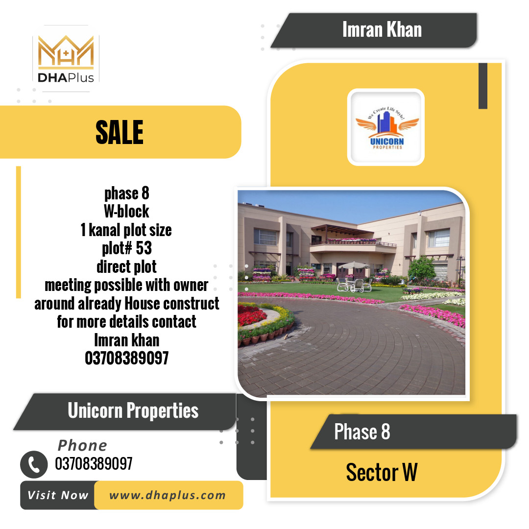 1 Kanal Residential Plot for Sale in Sector W -  Phase 8, Lahore - (DP-41000)