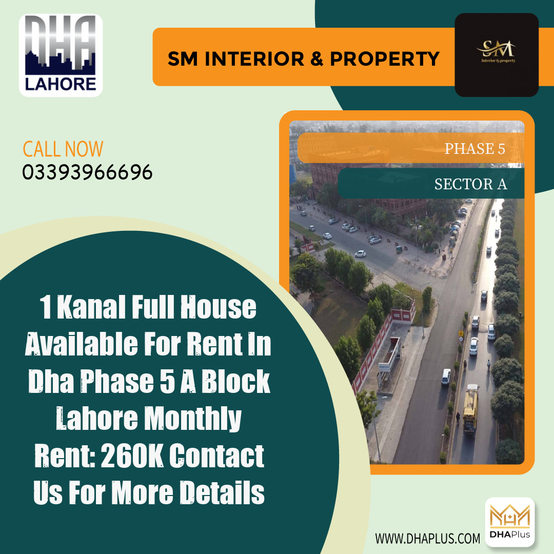 1 Kanal Residential House for Rent in Sector A -  Phase 5, Lahore - (DP-41021)