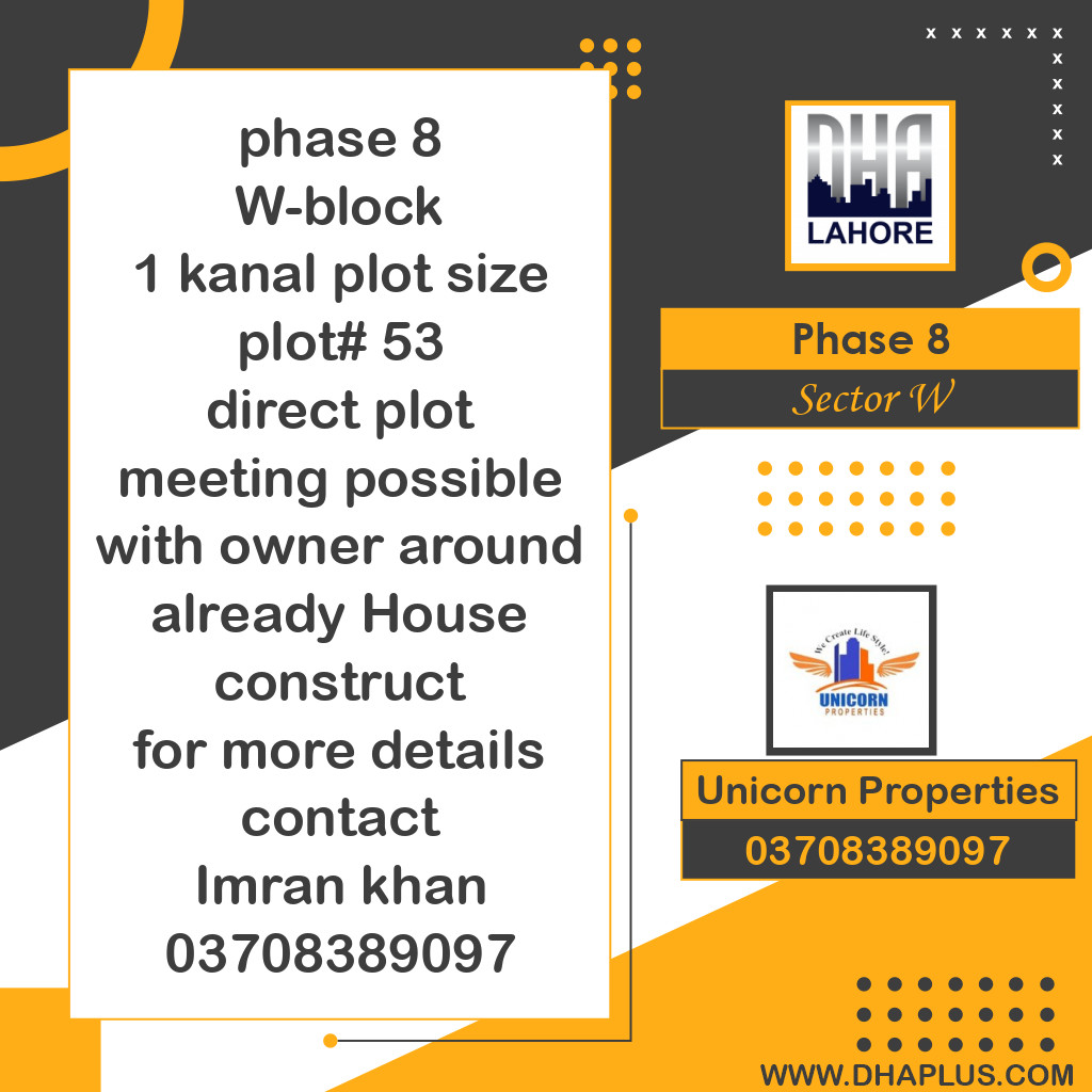 1 Kanal Residential Plot for Sale in Sector W -  Phase 8, Lahore - (DP-41032)