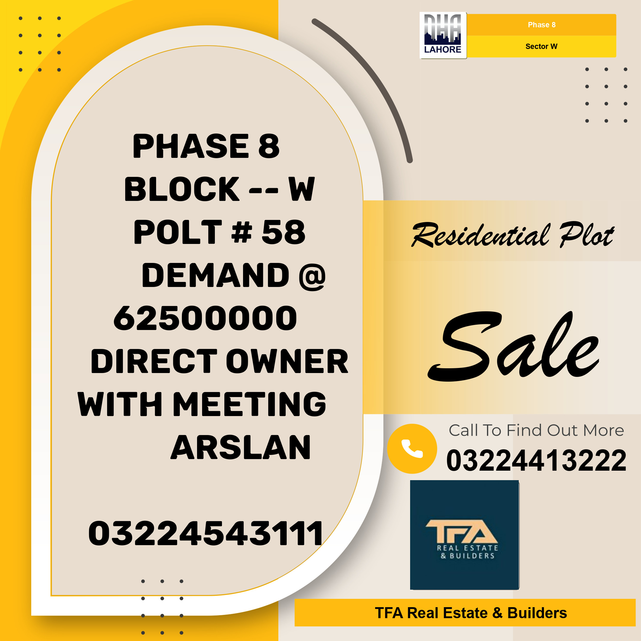 1 Kanal Residential Plot for Sale in Sector W -  Phase 8, Lahore - (DP-41036)