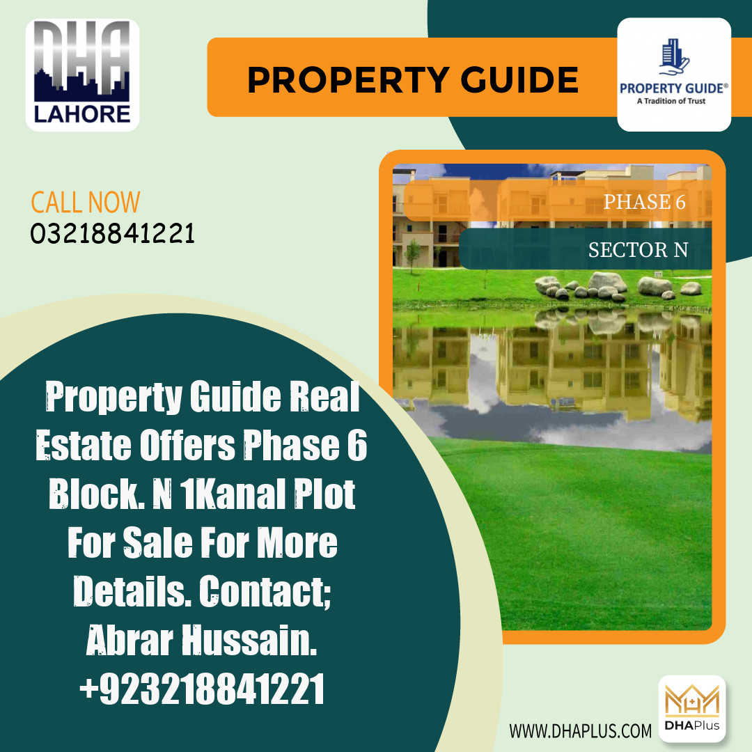 1 Kanal Residential Plot for Sale in Sector N -  Phase 6, Lahore - (DP-41049)