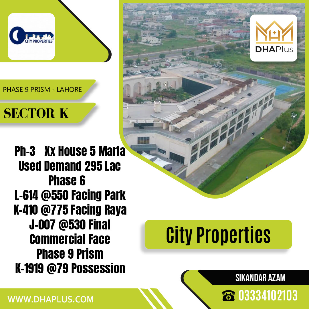 5 Marla Residential Plot for Sale in Sector K -  Phase 9 Prism, Lahore - (DP-41050)