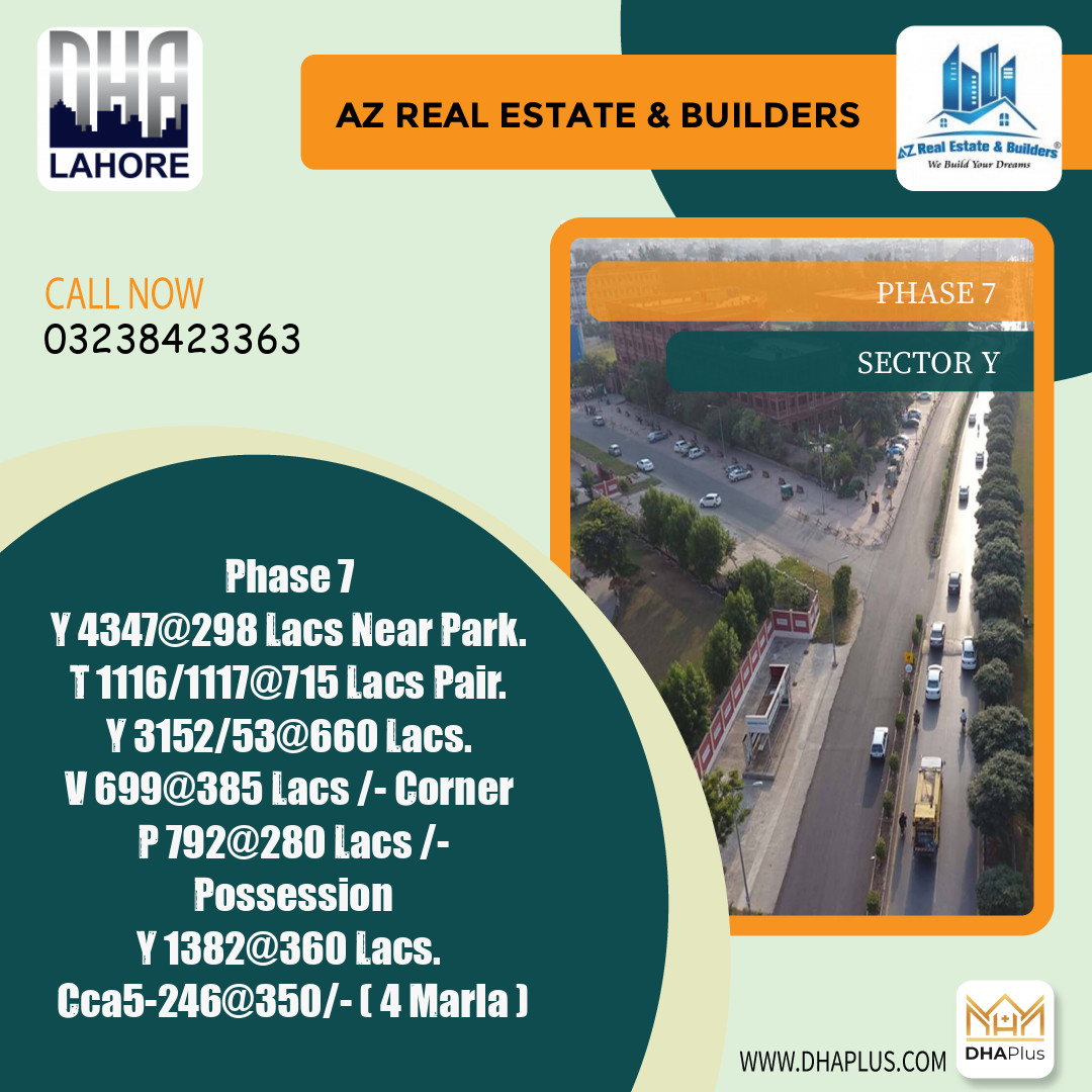 1 Kanal Residential Plot for Sale in Sector Y -  Phase 7, Lahore - (DP-41089)