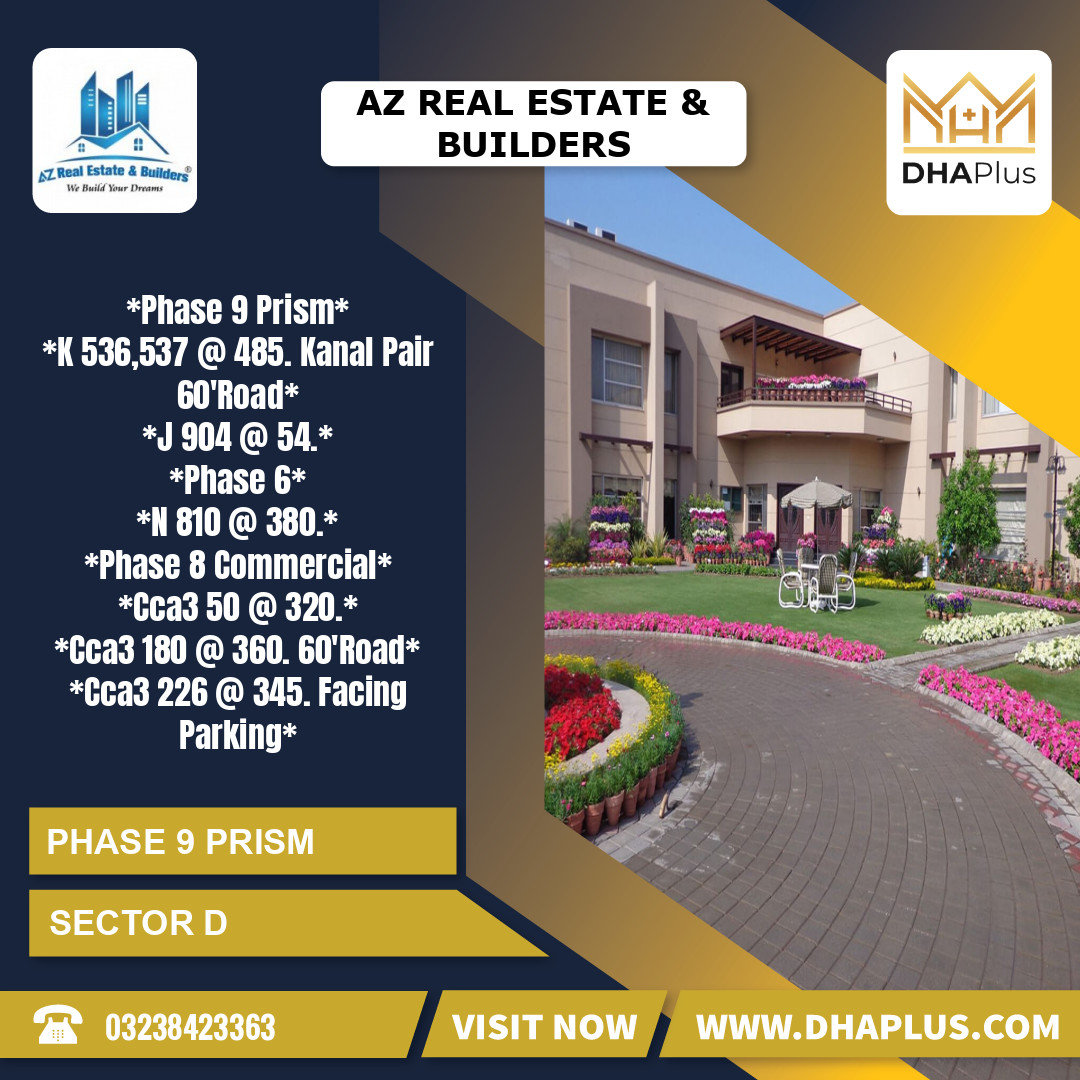 1 Kanal Residential Plot for Sale in Sector D -  Phase 9 Prism, Lahore - (DP-41091)